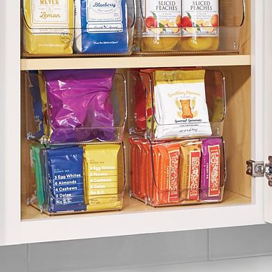 mDesign Stackable Open-Front Storage Bins for Kitchen and Pantry - Set of 6 - Clear
