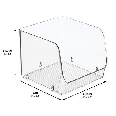 mDesign Stackable Open-Front Storage Bins for Kitchen and Pantry - Set of 6 - Clear