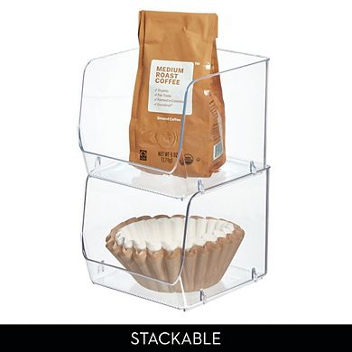 mDesign Stackable Open-Front Storage Bins for Kitchen and Pantry - Set of 6 - Clear