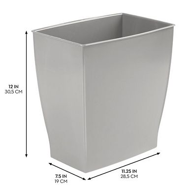 mDesign Small Rectangular Bathroom Trash Cans - Set of 4 - Gray