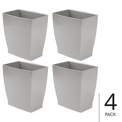 mDesign Small Rectangular Bathroom Trash Cans - Set of 4 - Gray