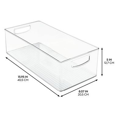 mDesign Stackable Storage Bin with Handles for Pantry or Fridge, Set of 4, Clear