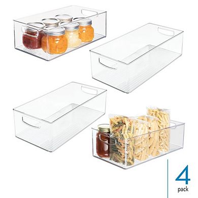 mDesign Stackable Storage Bin with Handles for Pantry or Fridge, Set of 4, Clear