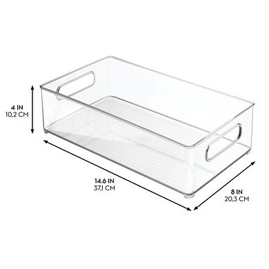 mDesign Stackable Fridge Bin - Storage Bin for Freezer or Pantry, Set of 6, Clear