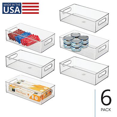 mDesign Stackable Fridge Bin - Storage Bin for Freezer or Pantry, Set of 6, Clear