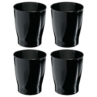 mDesign Small Round Plastic Bathroom Trash Can - Ideal for Bathroom or Office, Set of 4, Black