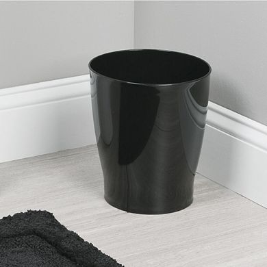 mDesign Small Round Plastic Bathroom Trash Can - Ideal for Bathroom or Office, Set of 4, Black
