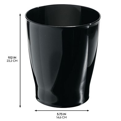 mDesign Small Round Plastic Bathroom Trash Can - Ideal for Bathroom or Office, Set of 4, Black