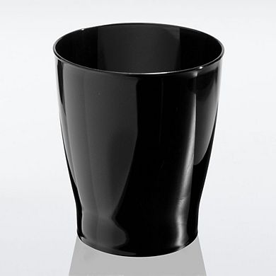mDesign Small Round Plastic Bathroom Trash Can - Ideal for Bathroom or Office, Set of 4, Black