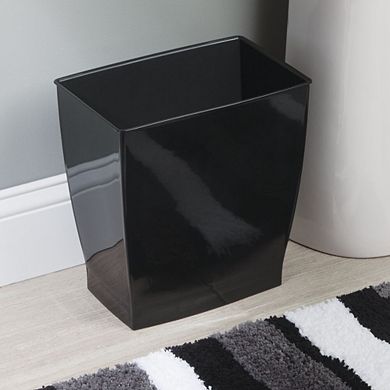 mDesign Small Rectangular Bathroom Trash Cans - Set of 2 - Black