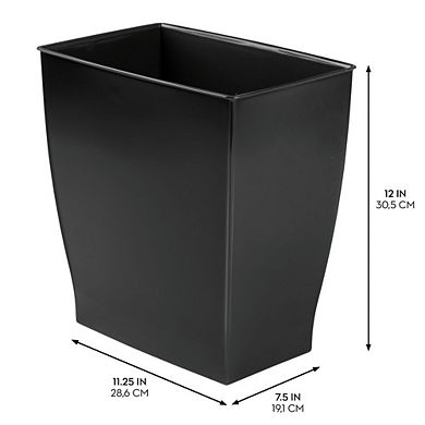 mDesign Small Rectangular Bathroom Trash Cans - Set of 2 - Black