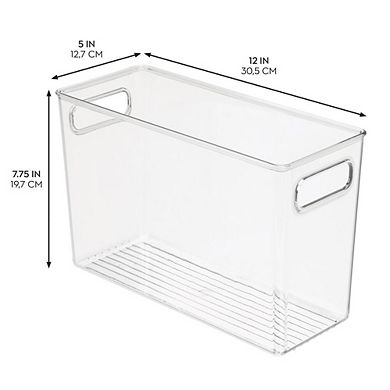 mDesign Pantry Storage Bins with Handles for Cabinets or Fridge, Set of 4, Clear