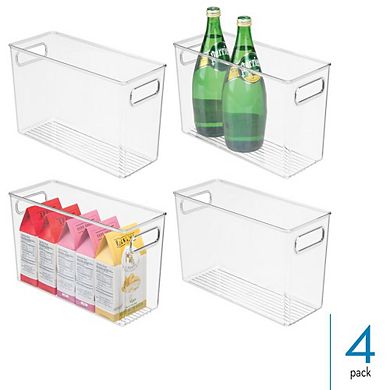 mDesign Pantry Storage Bins with Handles for Cabinets or Fridge, Set of 4, Clear