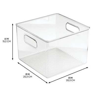 mDesign Pantry Storage Bin with Handles for Kitchen Cabinets or Fridge - Set of 2 - Clear
