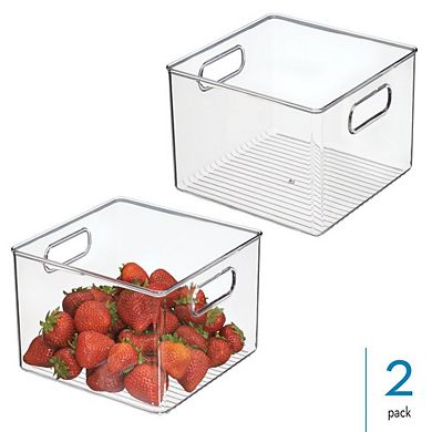 mDesign Pantry Storage Bin with Handles for Kitchen Cabinets or Fridge - Set of 2 - Clear