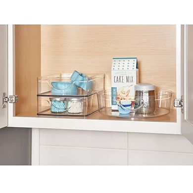mDesign Stackable Pantry Storage Bin with Handles for Cabinets or Fridge, Set of 4, Clear