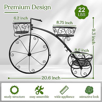 Sorbus Tricycle Plant Stand - Flower Pot Cart Holder - Ideal for Home, Garden, Patio