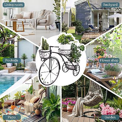 Sorbus Tricycle Plant Stand - Flower Pot Cart Holder - Ideal for Home, Garden, Patio