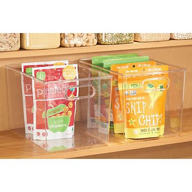 mDesign Storage Bins with Handles for Kitchen, Bathroom, or Office, Set of 4, Clear