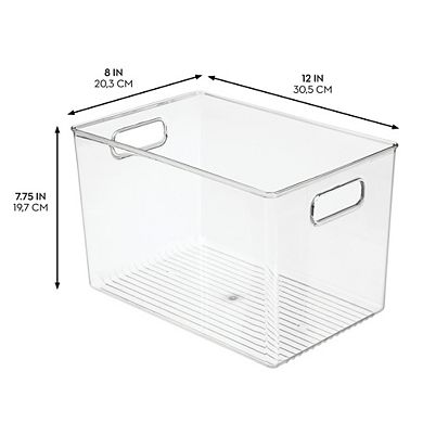 mDesign Storage Bins with Handles for Kitchen, Bathroom, or Office, Set of 4, Clear