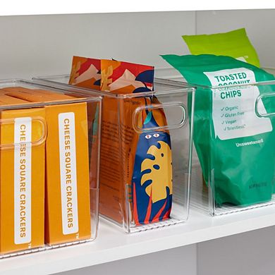 mDesign Storage Bin with Handles for Kitchen, Bathroom, or Home Office, Set of 8, Clear