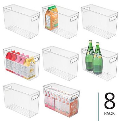mDesign Storage Bin with Handles for Kitchen, Bathroom, or Home Office, Set of 8, Clear