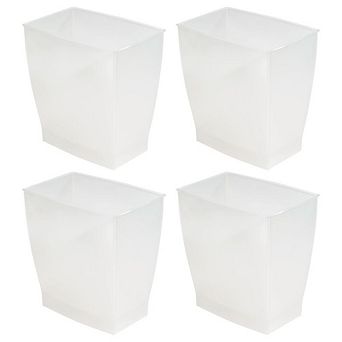 mDesign Small Rectangular Bathroom Trash Cans - Set of 4 - Frost