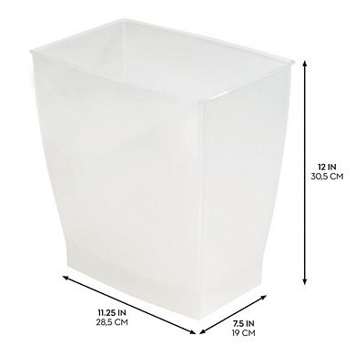 mDesign Small Rectangular Bathroom Trash Cans - Set of 4 - Frost