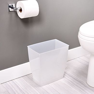 mDesign Small Rectangular Bathroom Trash Cans - Set of 4 - Frost