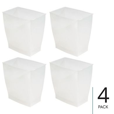 mDesign Small Rectangular Bathroom Trash Cans - Set of 4 - Frost