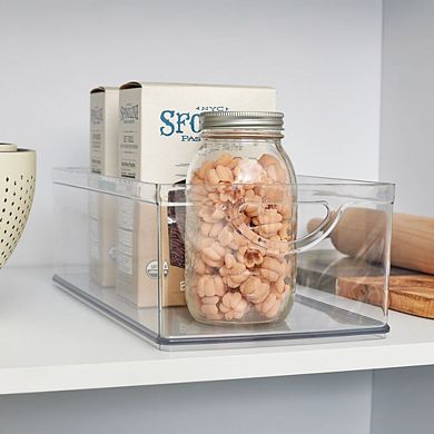 mDesign Plastic Kitchen Cabinet Storage Bins with Handles - Set of 2 - Clear