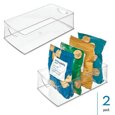 mDesign Plastic Kitchen Cabinet Storage Bins with Handles - Set of 2 - Clear