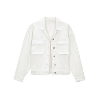 Women's Oversized Denim Jacket Button Down Pockets Jean Jacket