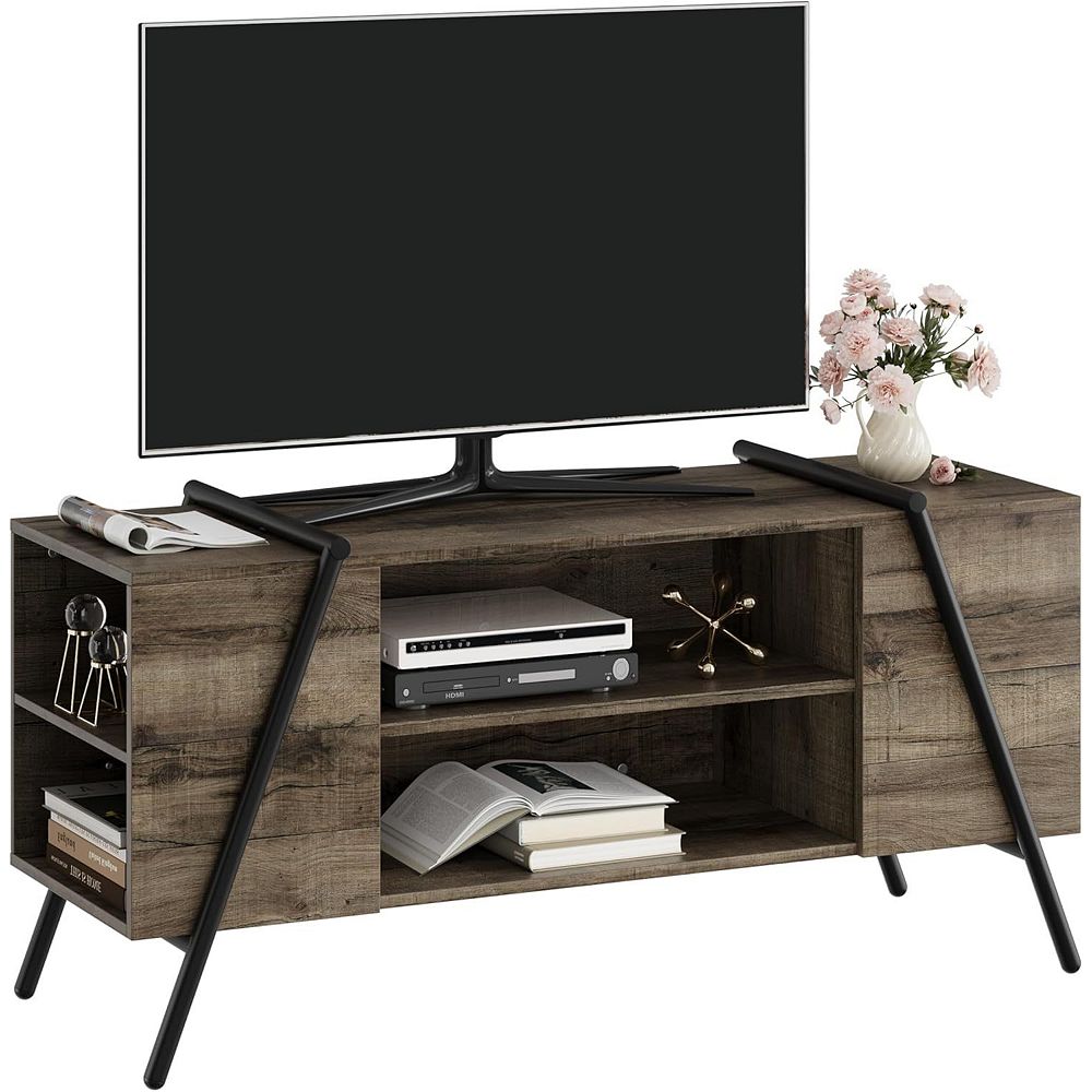 Modern Mid Century TV Stand with Adjustable Shelves & U-Shaped