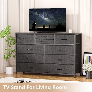 Dresser TV Stand for 43/50/55 Inch TV，Console with 10 Drawers & Storage Organizers