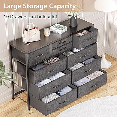 Dresser TV Stand for 43/50/55 Inch TV，Console with 10 Drawers & Storage Organizers