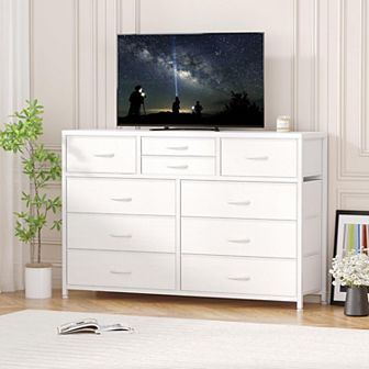 Dresser TV Stand for 43/50/55 Inch TV，Console with 10 Drawers & Storage Organizers
