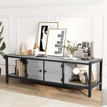 58 Inch TV Stand with Storage for TVs up to 75 Inch, Wooden, Brown