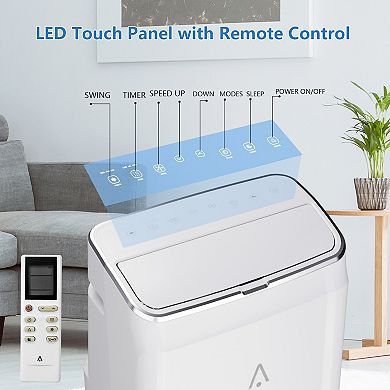 14000 BTU Portable AC, 3-in-1 cooling, fan, dehumidifier, remote, sleep mode, 3 speeds