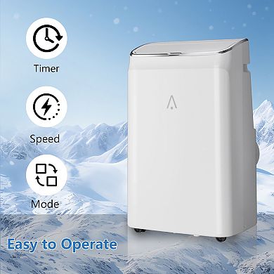 14000 BTU Portable AC, 3-in-1 cooling, fan, dehumidifier, remote, sleep mode, 3 speeds