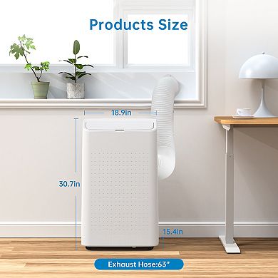 15000 BTU Portable 3-in-1 AC with Dehumidifier, Fan, Sleep Mode, Remote, LED Panel, Cools 850 sq ft