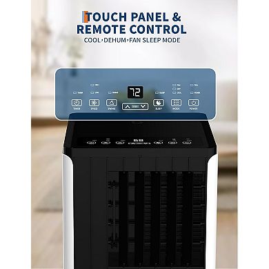 8000 BTU Vertical Portable 3-in-1 AC, Auto Oscillation, 3 Speeds, Timer, Smart Sleep Mode