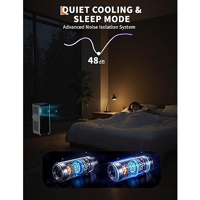 8000 BTU Vertical Portable 3-in-1 AC, Auto Oscillation, 3 Speeds, Timer, Smart Sleep Mode