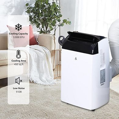 12000 BTU Portable 3-in-1 AC with Dehumidifier, Fan, Sleep Mode, Remote, Timer & Installation Kit