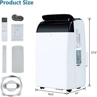 12000 BTU Portable 3-in-1 AC with Dehumidifier, Fan, Sleep Mode, Remote, Timer & Installation Kit