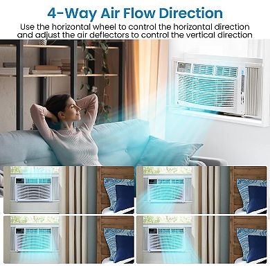 8000 BTU Smart Window AC with Remote, Dehumidifier, Energy Efficient, Quiet, Covers 350 sq ft