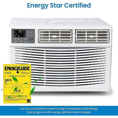 8000 BTU Smart Window AC with Remote, Dehumidifier, Energy Efficient, Quiet, Covers 350 sq ft