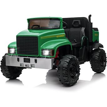 24V Kids Ride-On Car with Remote Control, Electric UTV, Dump Bed, 4WD, 2-Seater, Green