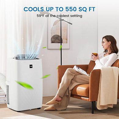12000 BTU Portable Air Conditioner, 3-in-1 Cooling, Fan & Dehumidifier,24H Timer, Window Kit, White