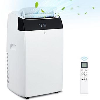 14000 BTU Portable AC, cools 750 sq ft, 3-in-1, quiet, remote, 3 speeds, auto swing, 24H timer.